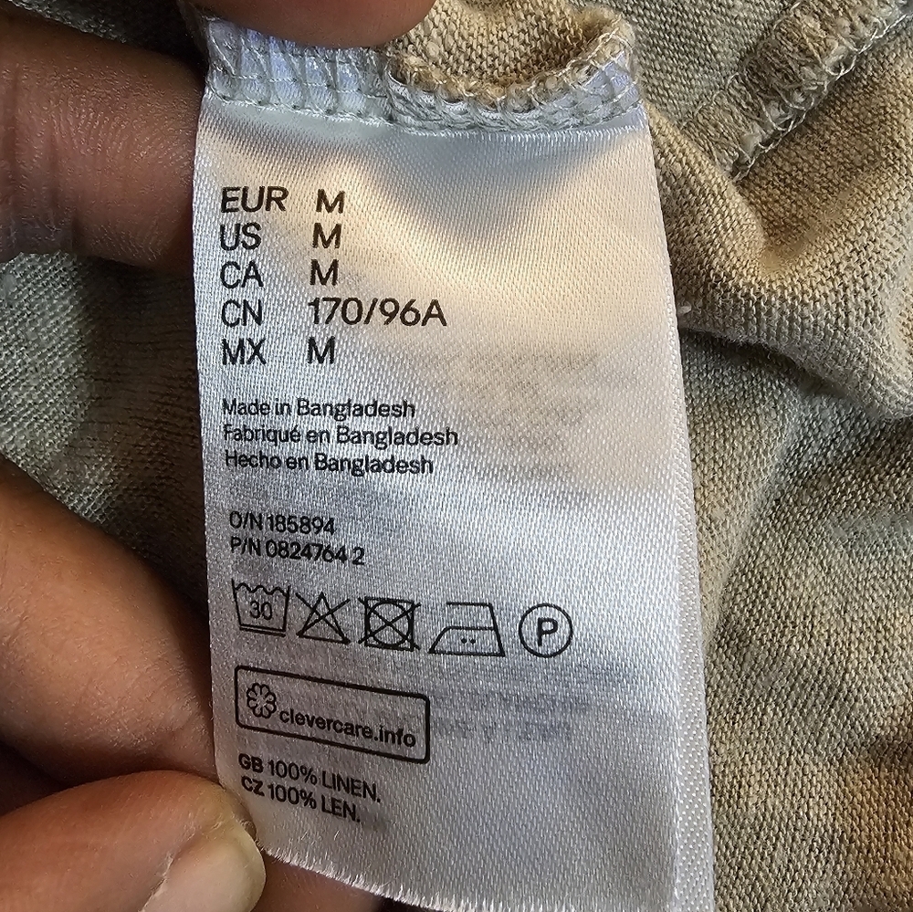 H&M Gray Linen Relaxed Fit Slouchy Casual Minimalist Crop ShortSleeve Top Medium - Picture 5 of 5
